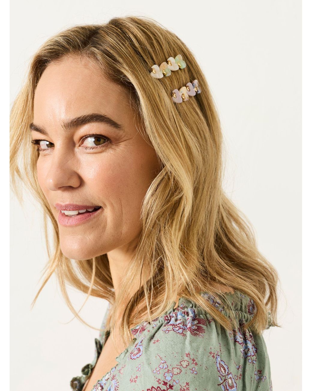 FatFace Natural 2 Pack Heart Hair Slides