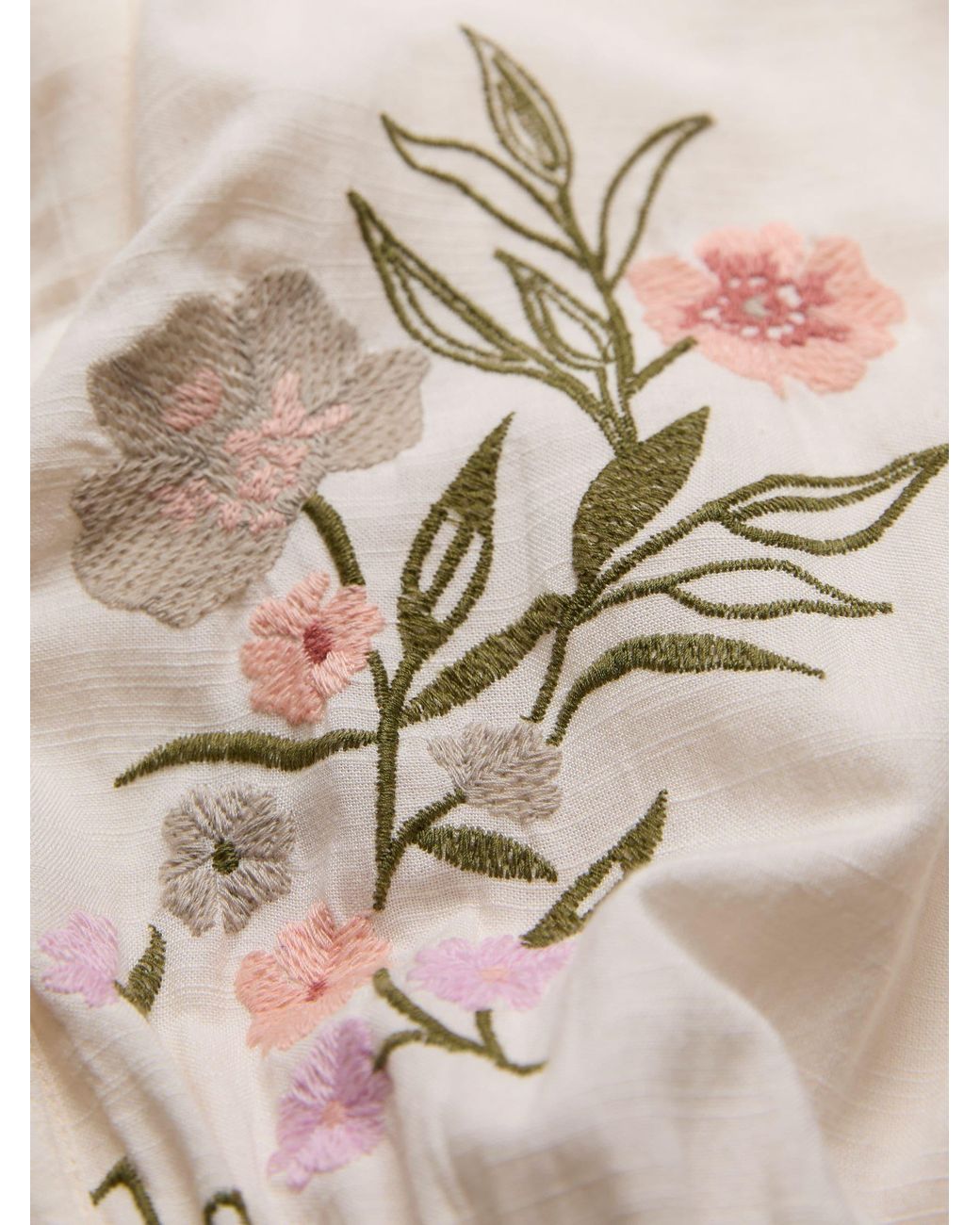 FatFace White Paige Embroidered Midi Dress