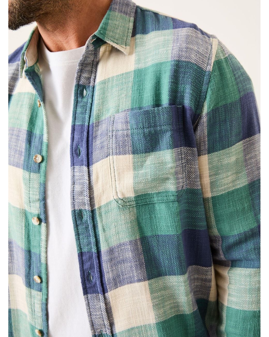 FatFace Blue Fatface Neath Long Sleeve Check Shirt for men