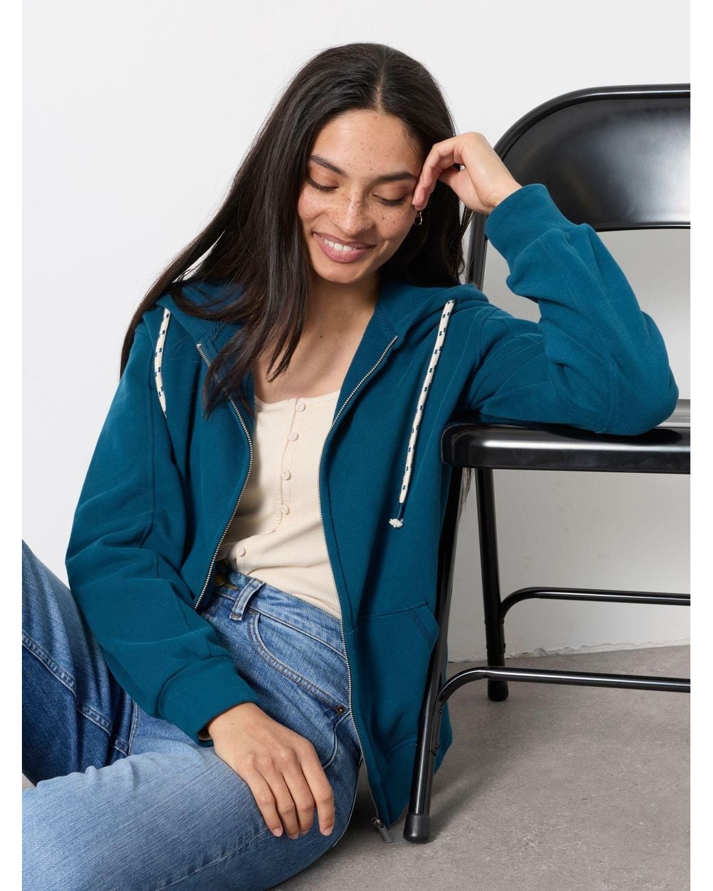 FatFace Blue Fern Zip Through Hoodie