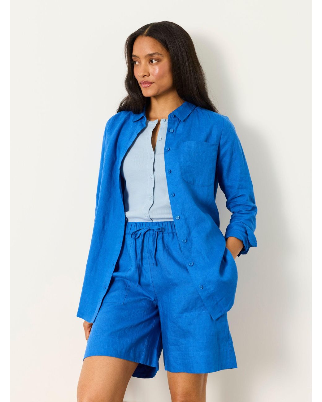 FatFace Blue Fatface Olivia 100% Linen Shirt