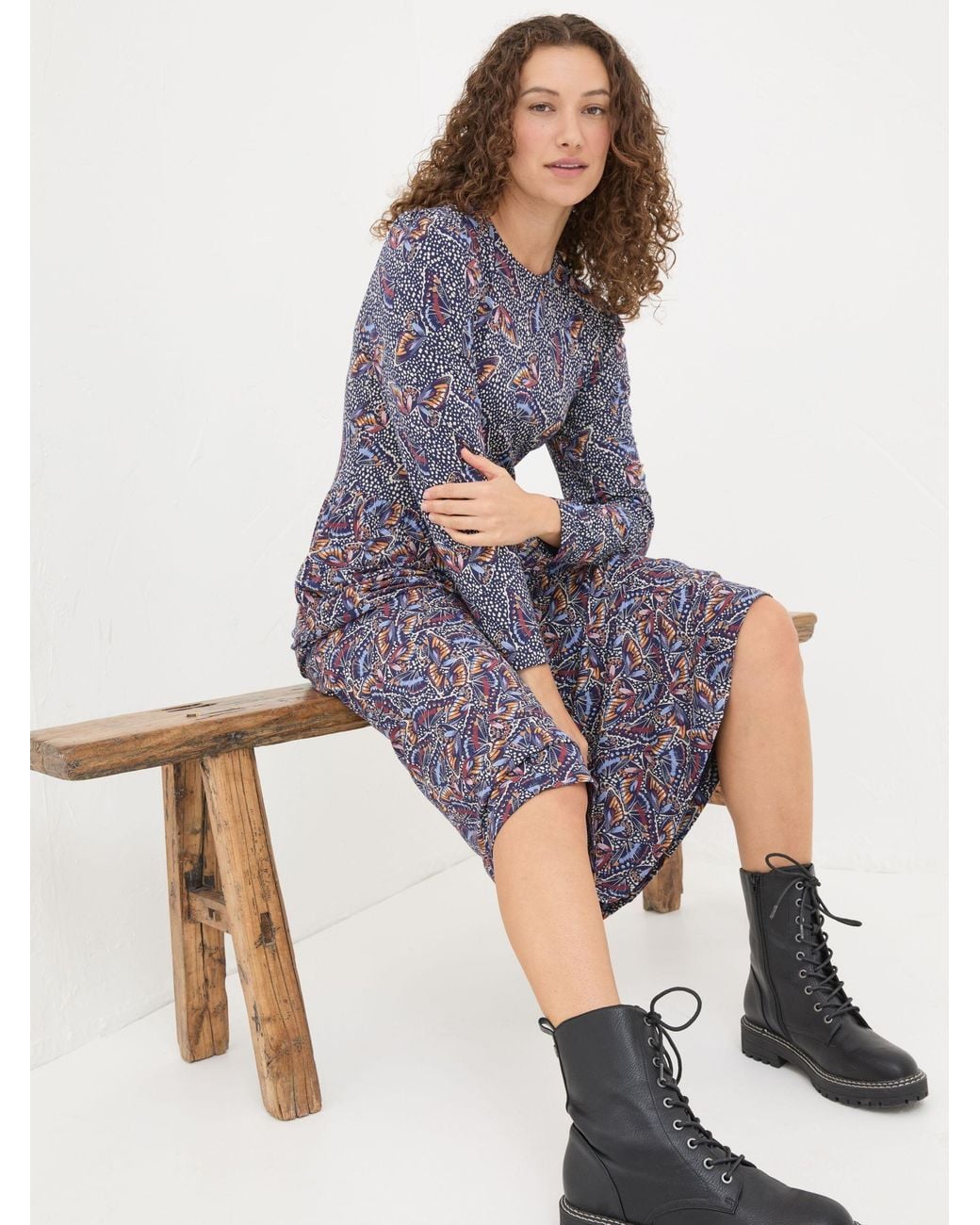 FatFace Gray Fia Batik Dress