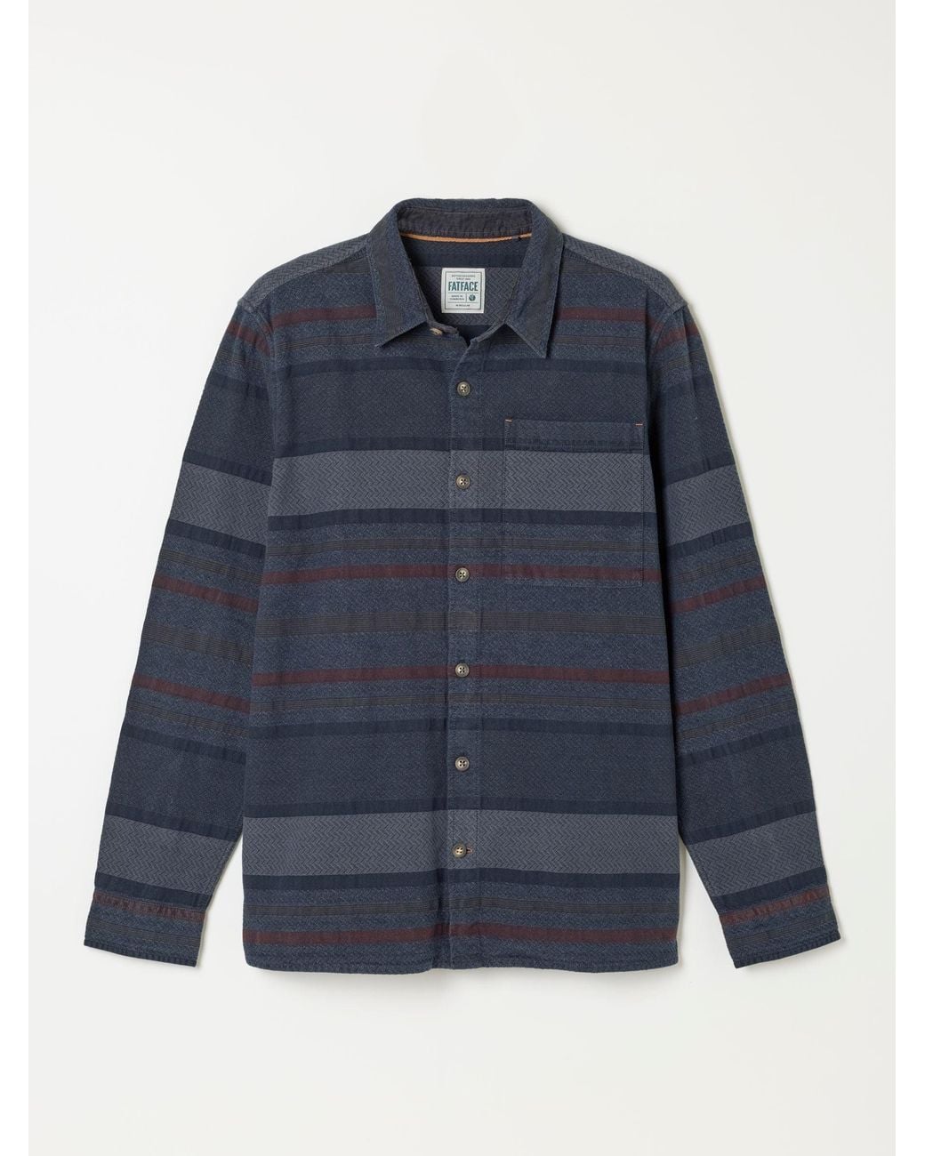 FatFace Blue Long Sleeve Wye Horizontal Stripe Shirt for men