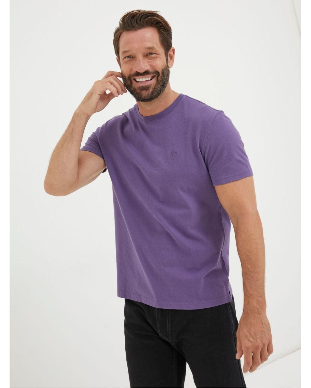 FatFace Purple Lulworth Organic Crew T-Shirt for men