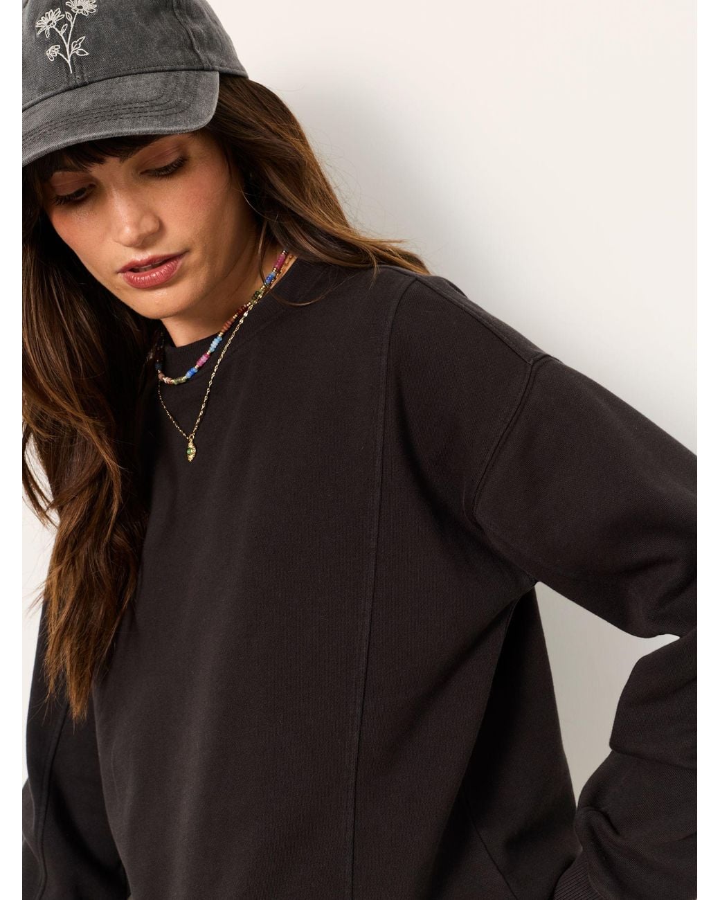 FatFace Black Sienna Seam Detail Crew Sweat