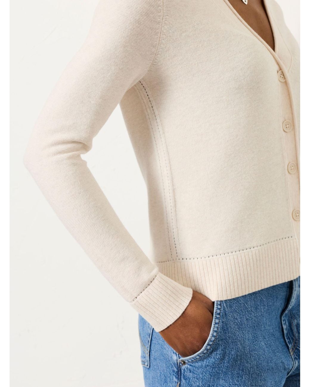 FatFace White Lucee Knitted Cardigan