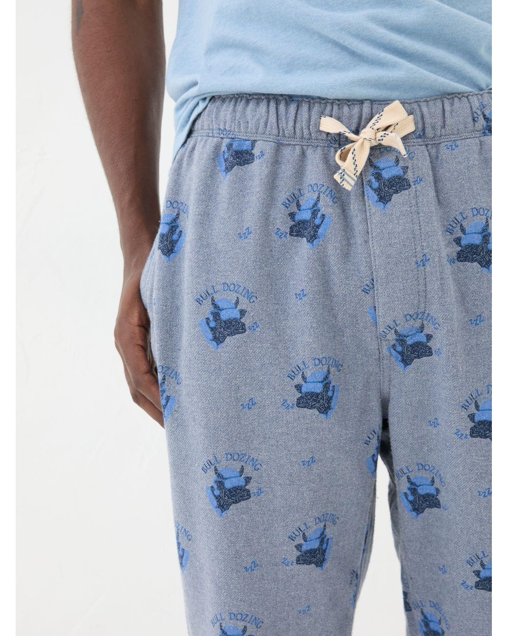 FatFace Blue Bull Dozing Pyjama Bottoms for men