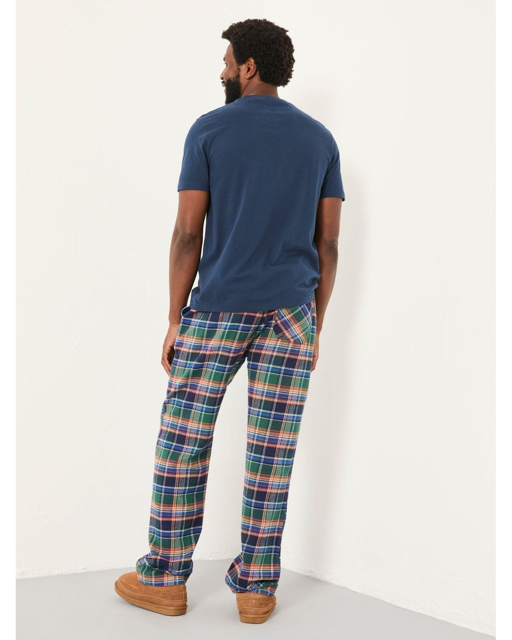 FatFace Blue Milburn Check Pyjama Bottoms for men