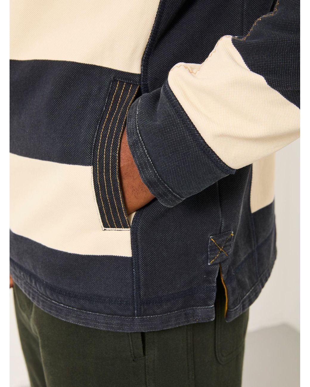 FatFace Blue Airlie Stripe Quarter Neck Sweat Top for men
