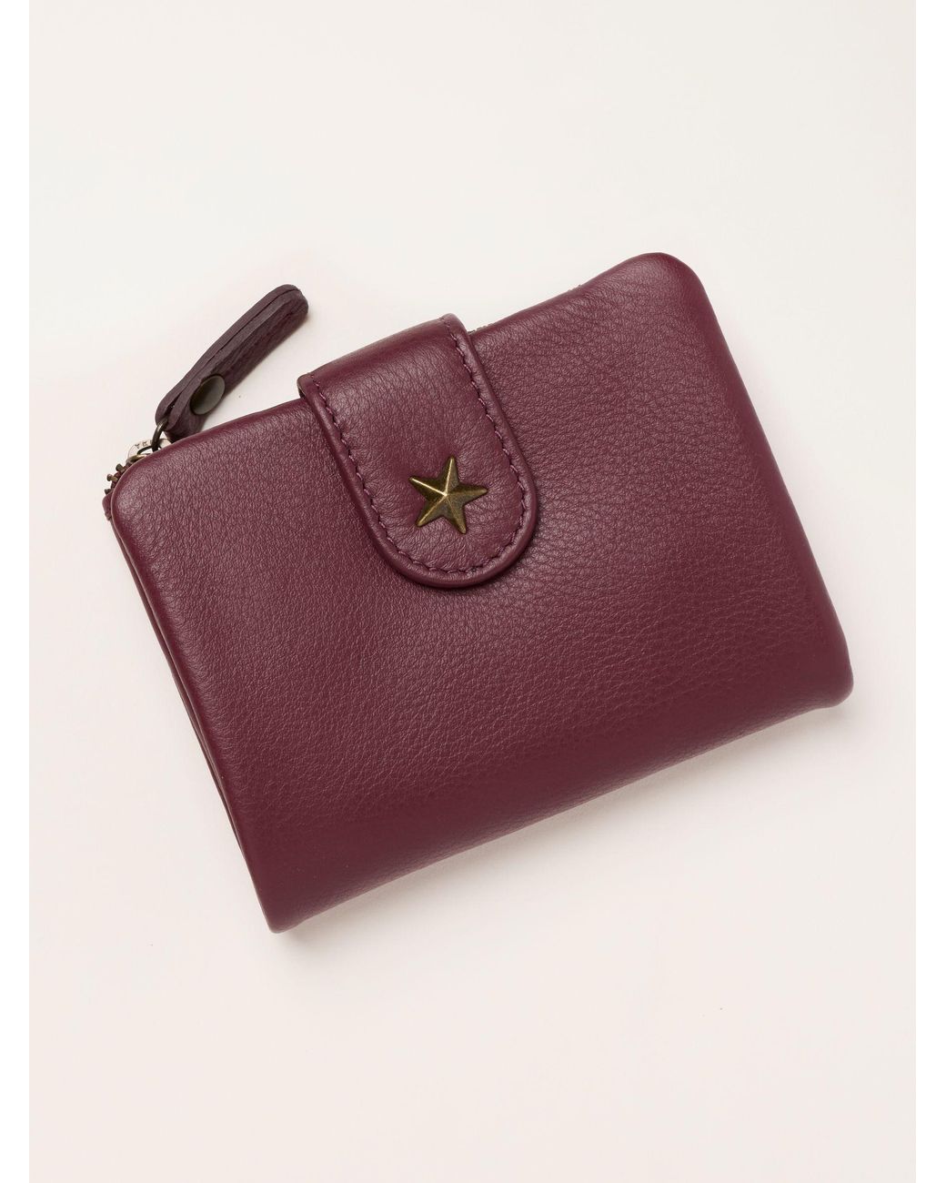 FatFace Purple Star Detail Leather Purse