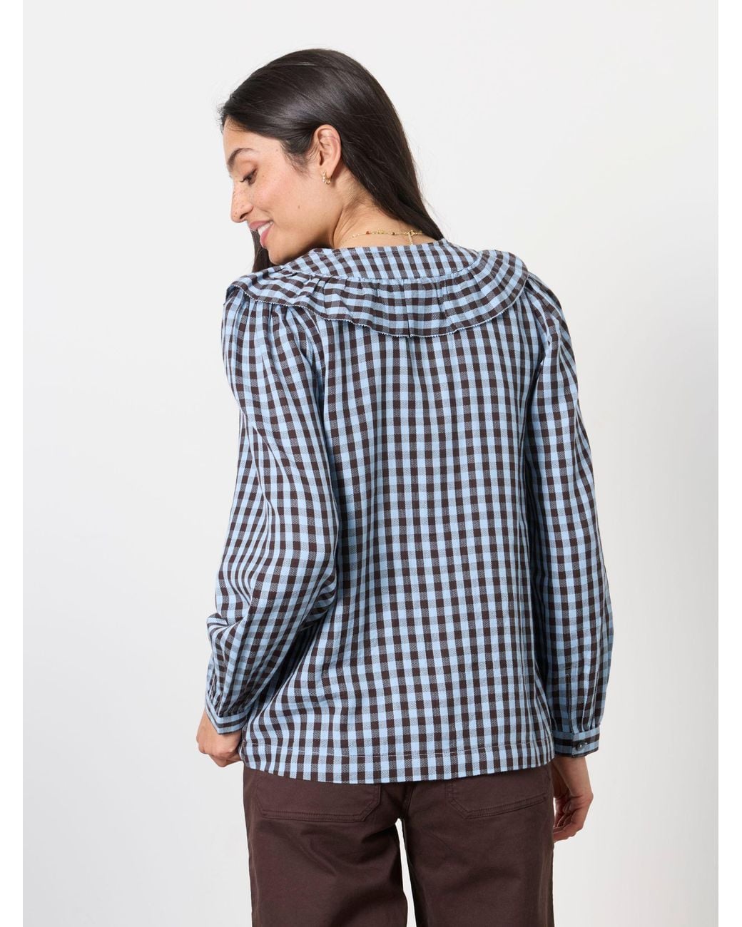 FatFace Blue Alba Gingham Blouse