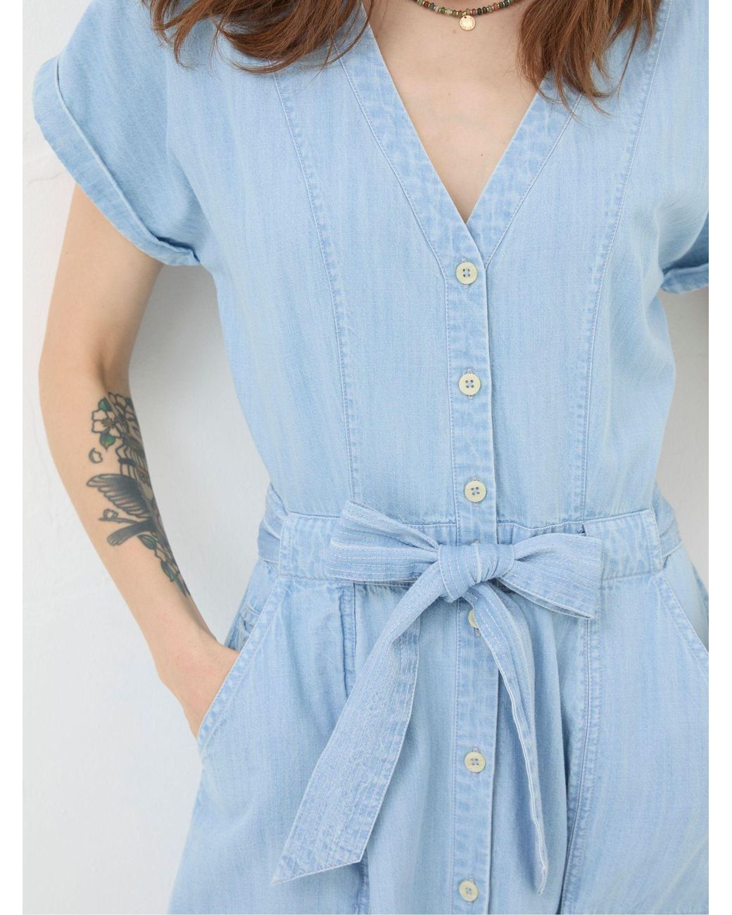 FatFace Blue Odette Denim Midi Dress