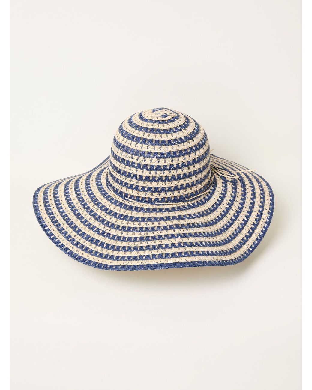 FatFace Gray Stripe Straw Sun Hat