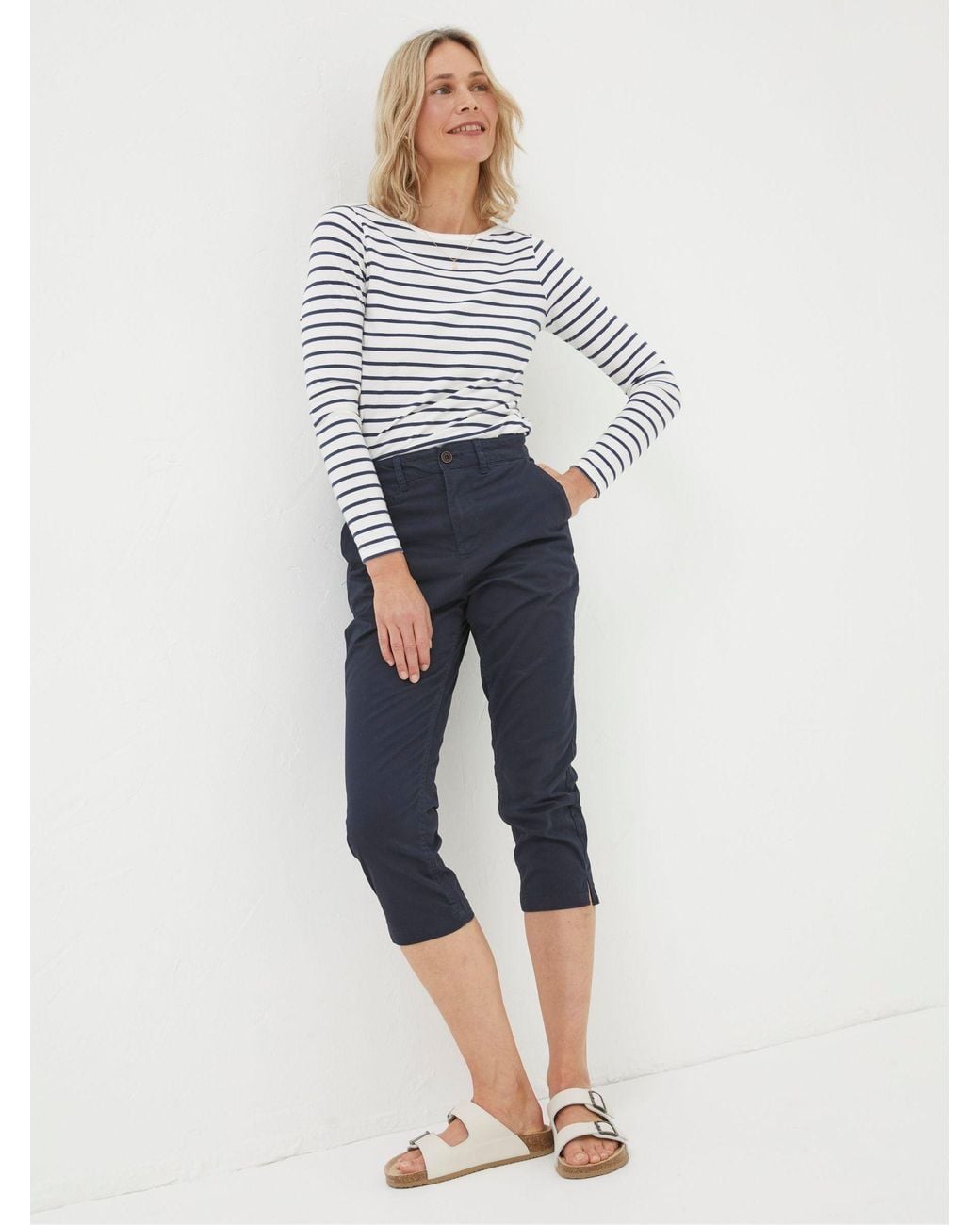 FatFace Blue Farnham Crop Chinos