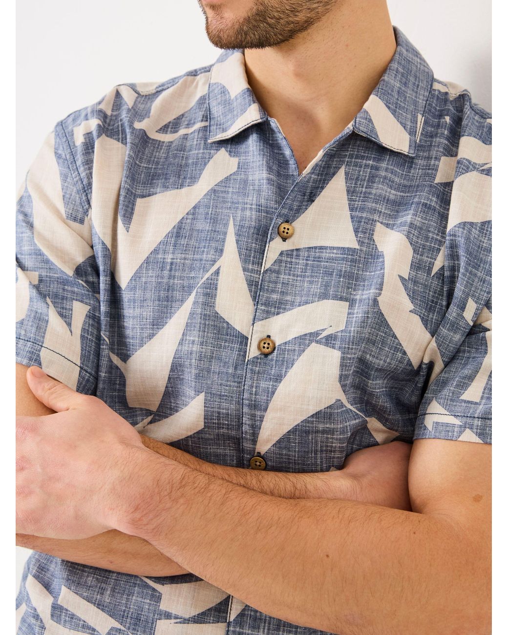 FatFace Blue Short Sleeve Relaxed Fit Art Print Shirt for men
