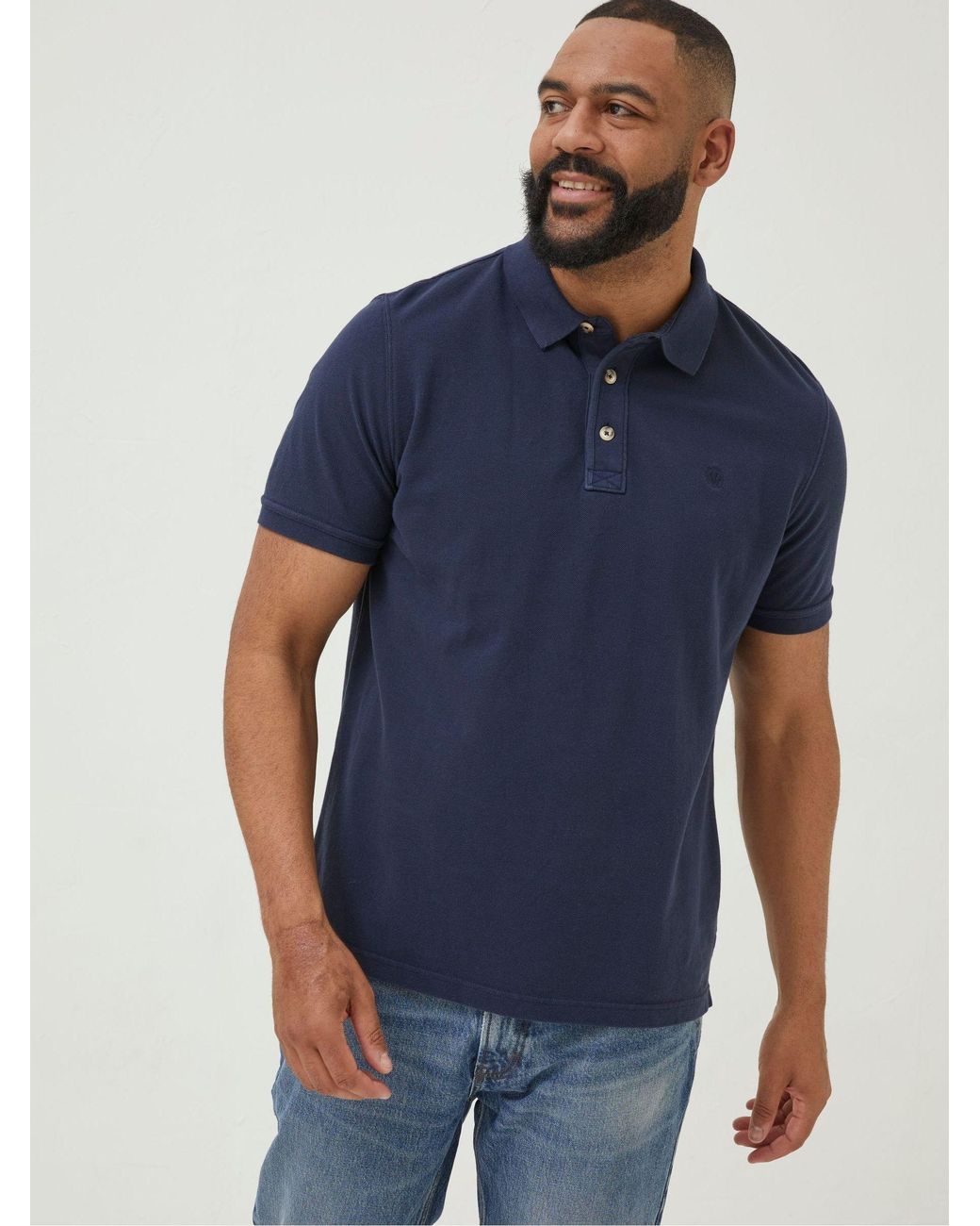 FatFace Blue Pique Polo Shirt for men