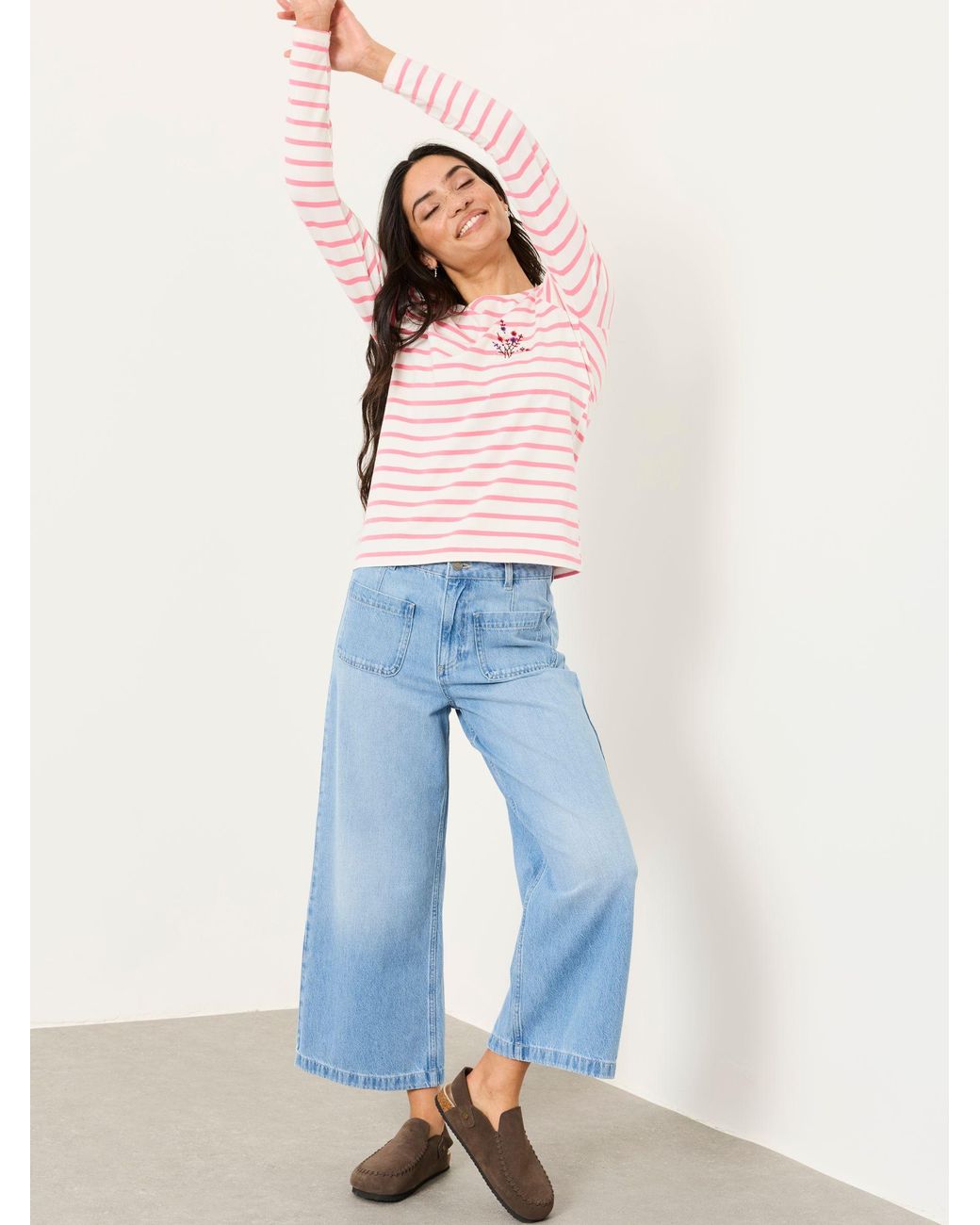 FatFace Pink Nell Long Sleeve Round Neck Top