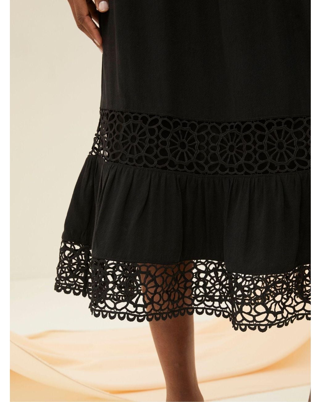 FatFace Natural Hibiscus Lace Midi Dress