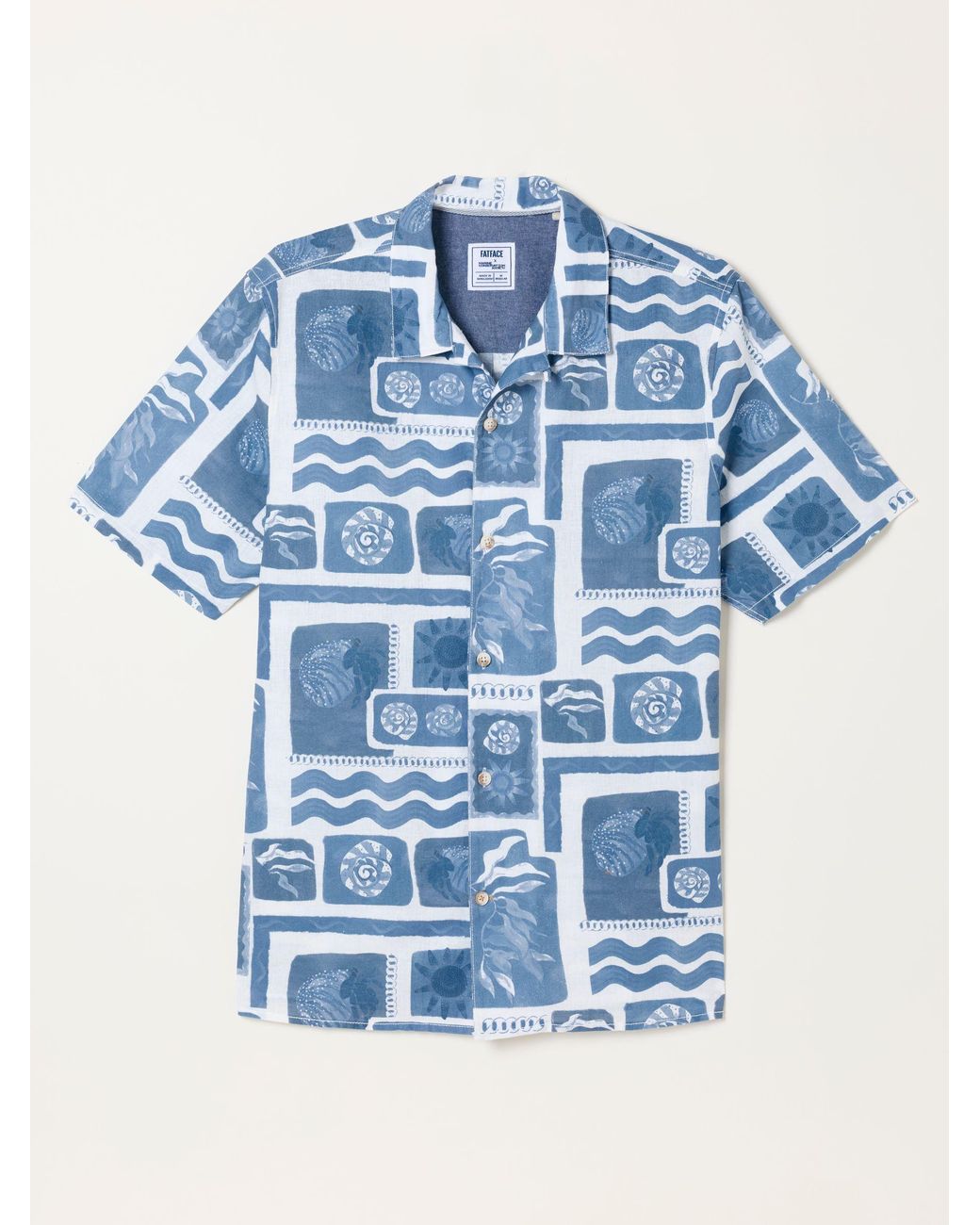 FatFace Blue Short Sleeve Mcs Tile Print Shirt for men