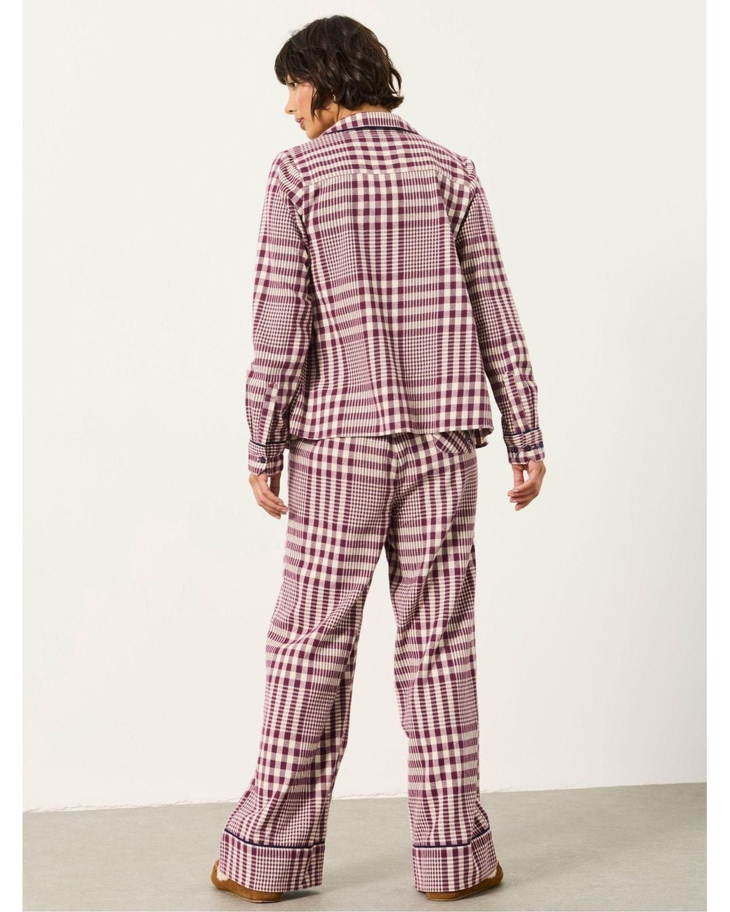 FatFace Red V & A Gingham Trouser And Shirt Pyjama Set