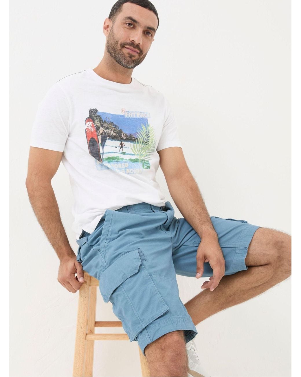 FatFace Blue Breakyard Cargo Shorts for men