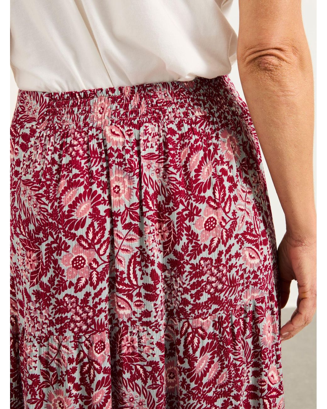 FatFace Red Anika Midi Skirt