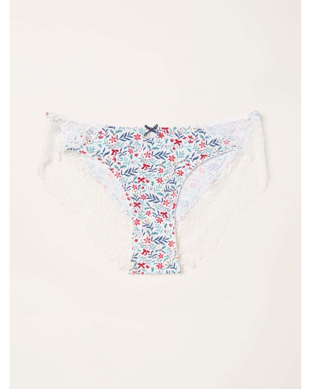 FatFace White Floral Brazillian Knickers