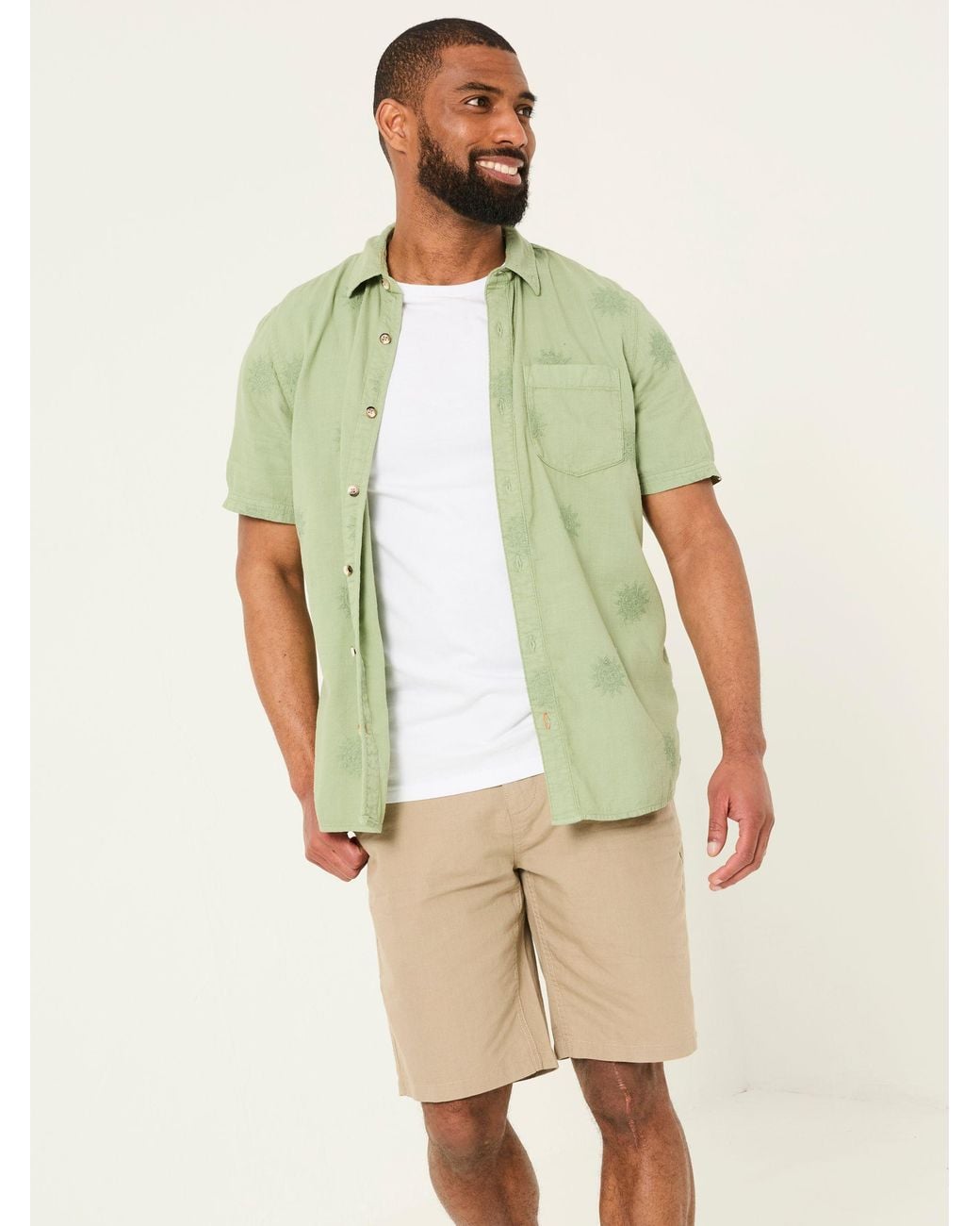 FatFace Natural Mawes Cotton Linen Chino Shorts for men