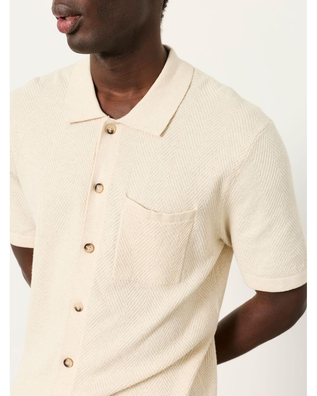 FatFace Natural Fatface Portloe Knitted Shirt for men