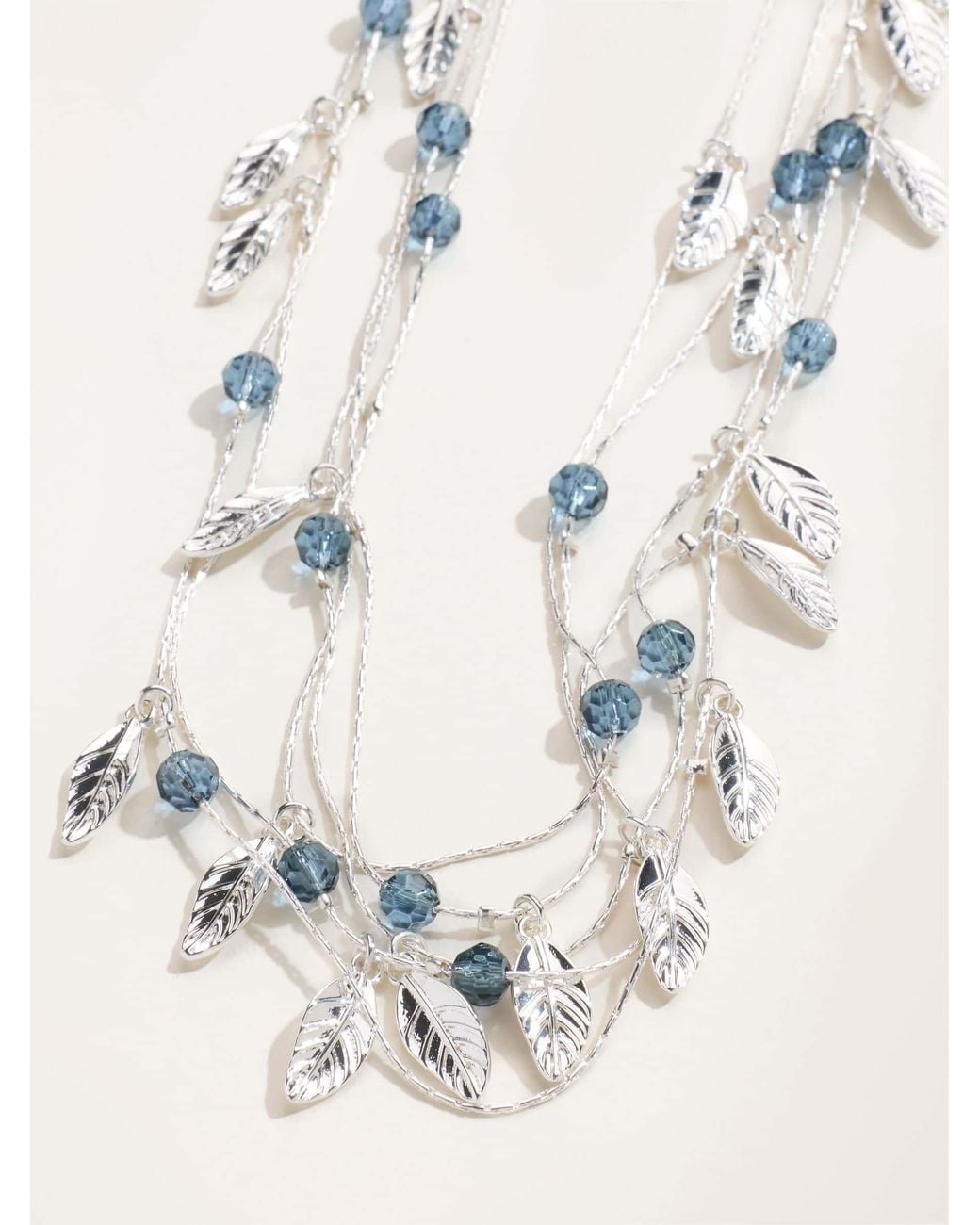 FatFace Black Layered Leaf Necklace