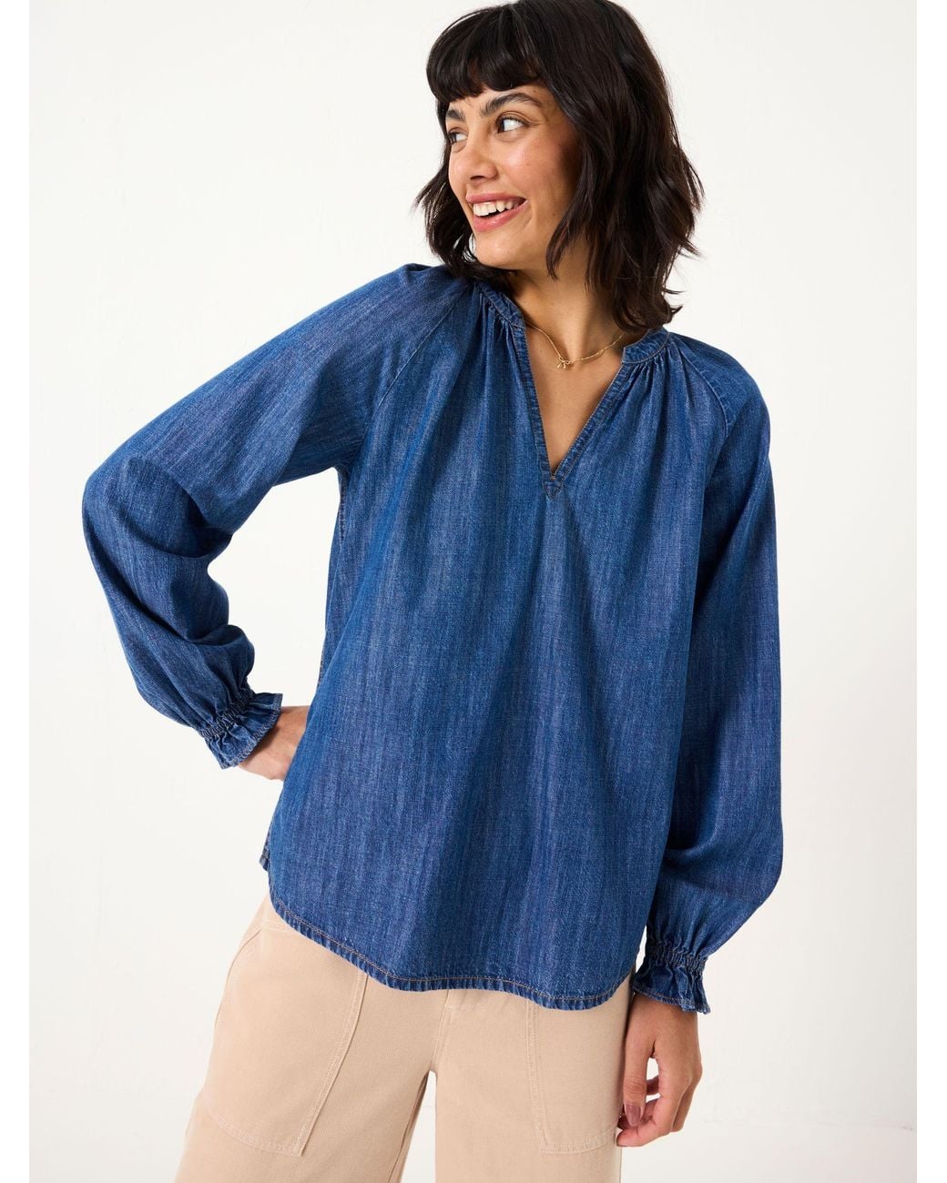FatFace Blue Pacey Denim Blouse