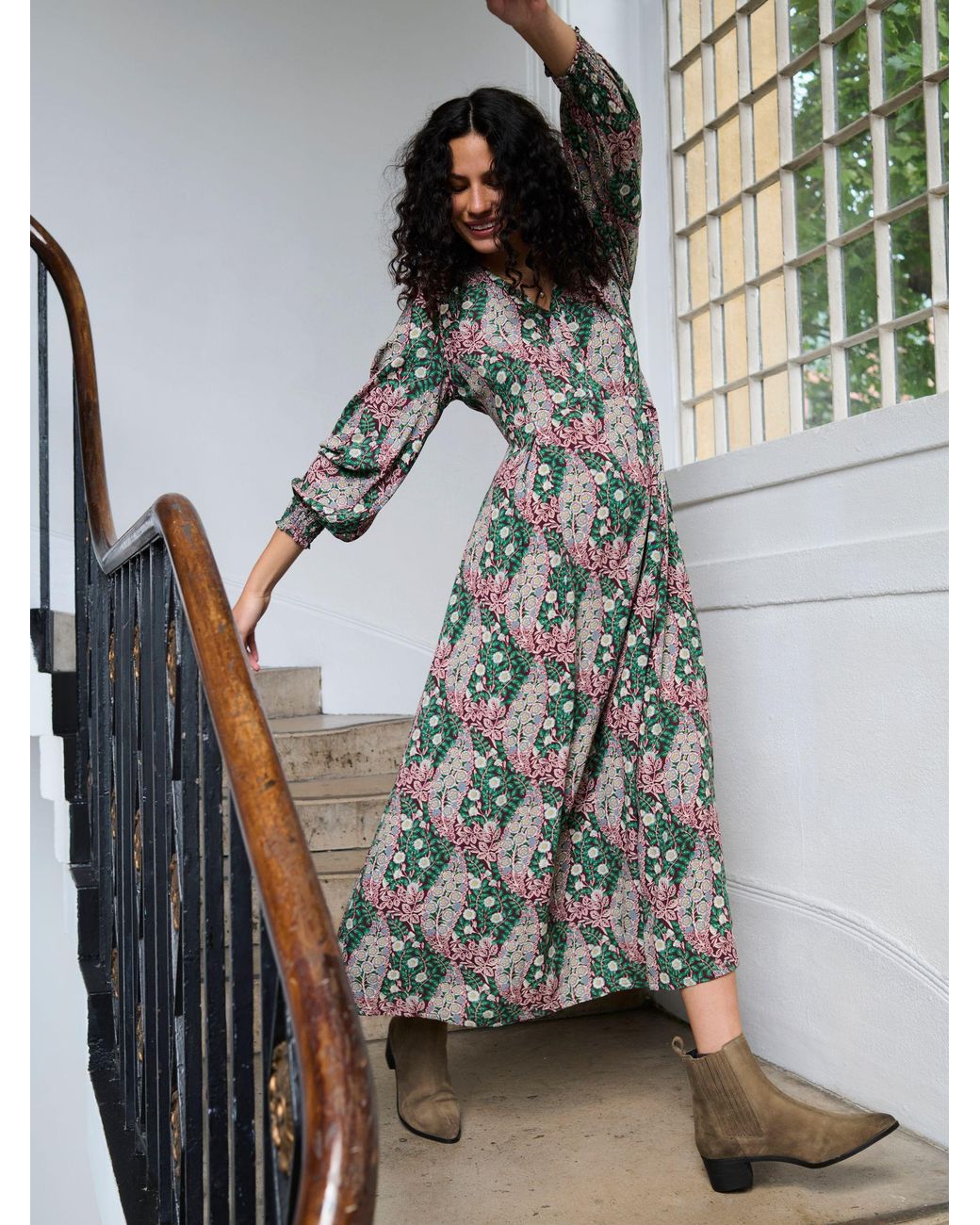 FatFace Multicolor Petite Japanese Rose Midi Dress