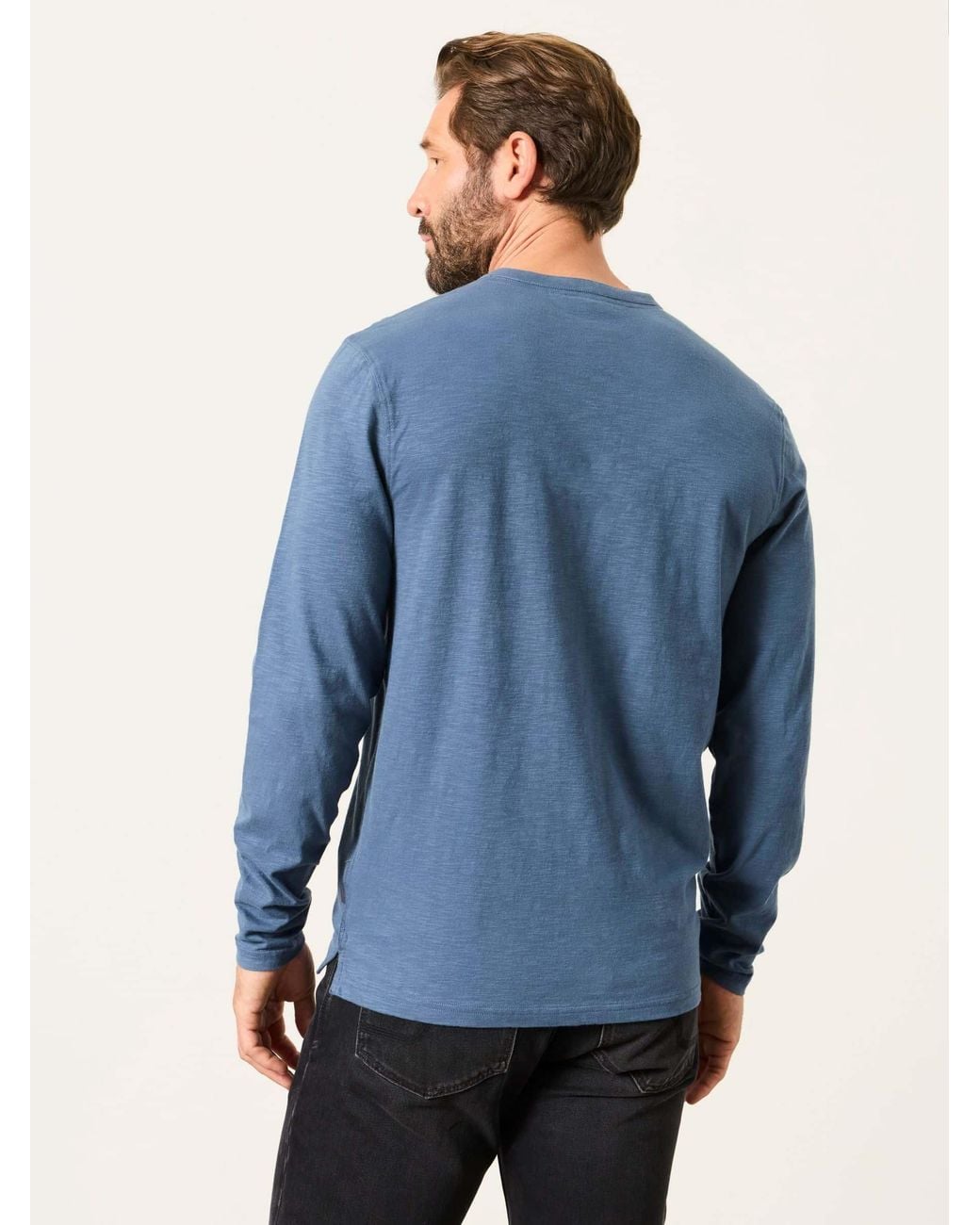 FatFace Blue Woodside Long Sleeve Henley Top for men