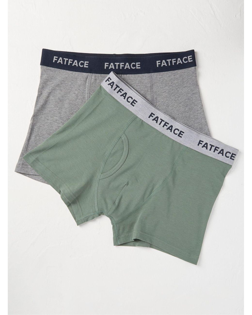 FatFace Green Plain Boxers 2 Pack for men