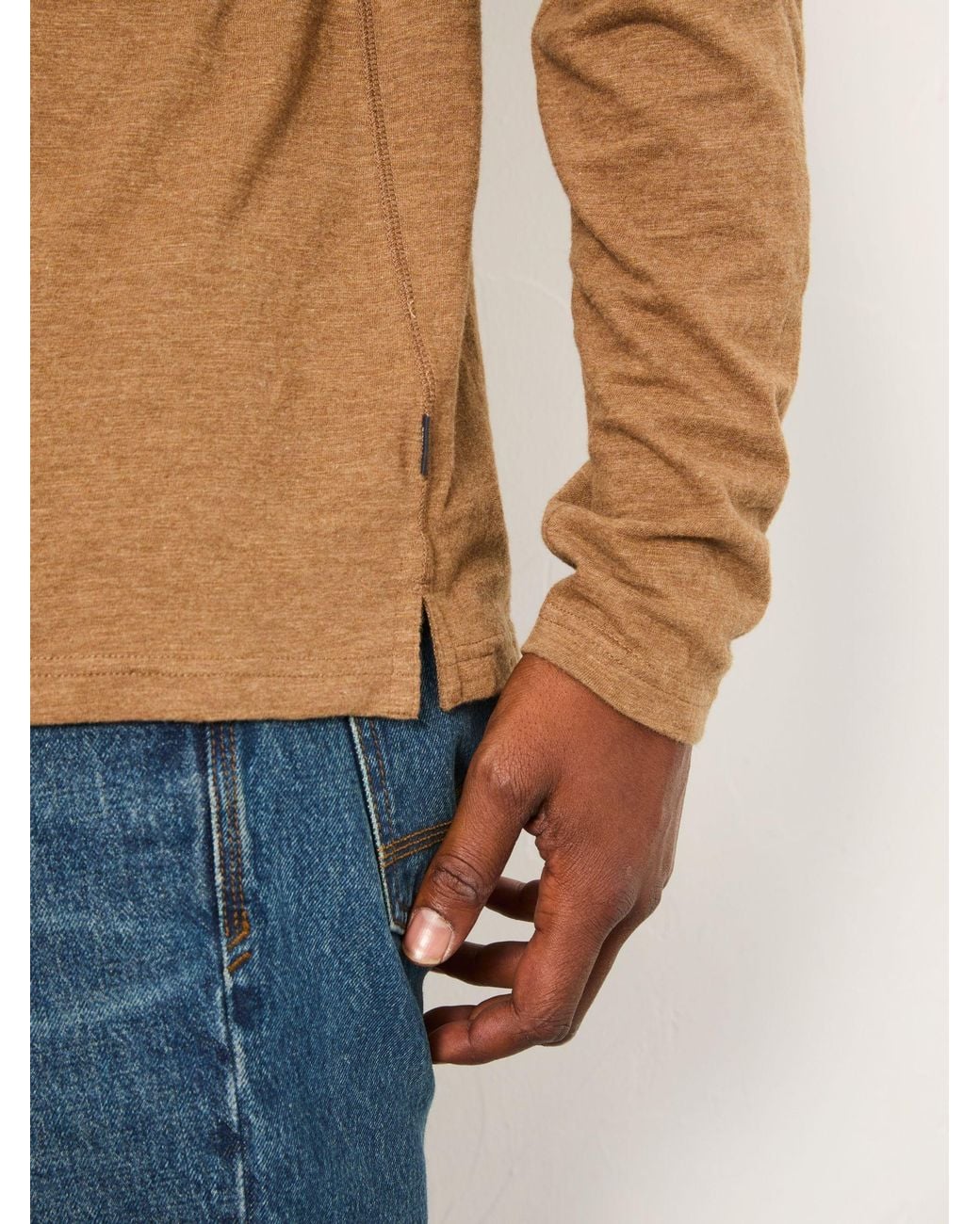FatFace Blue Henley Long Sleeve Woodside Slub for men