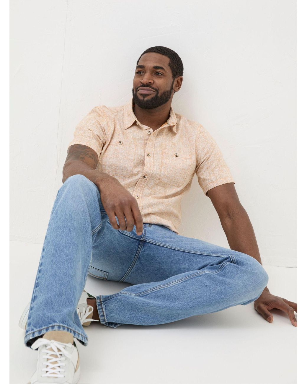 FatFace Blue Beckley Tile Print Shirt for men