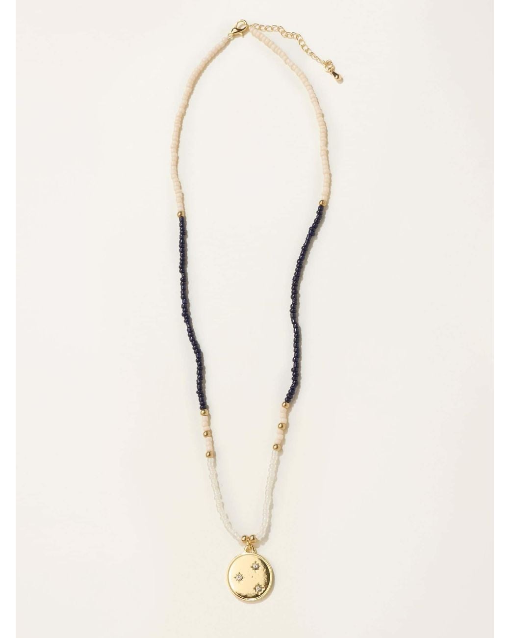 FatFace Natural Beaded Disc Necklace