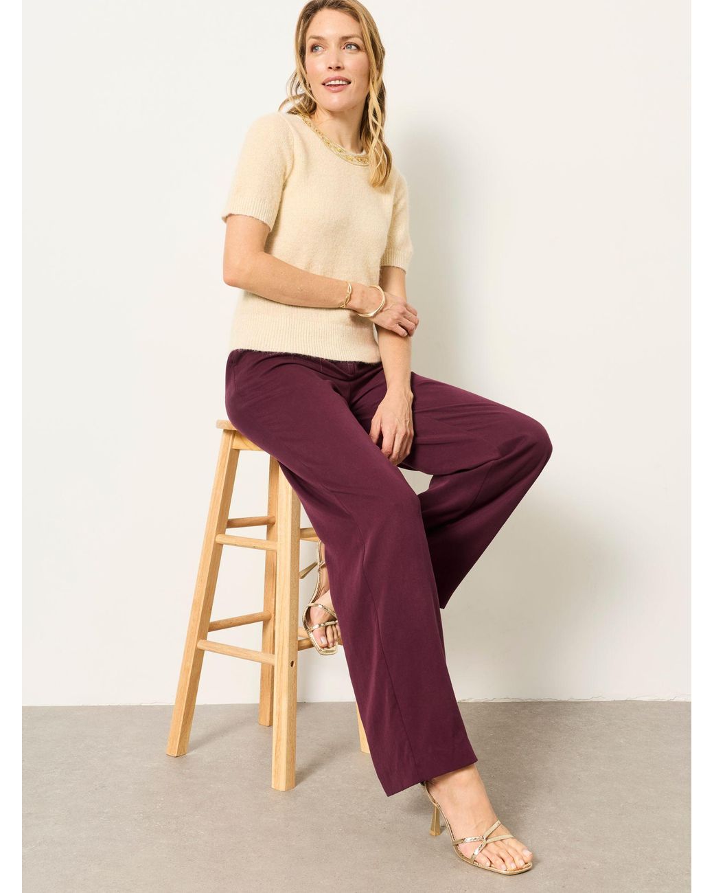 FatFace Brown Orla Wide Leg Trousers