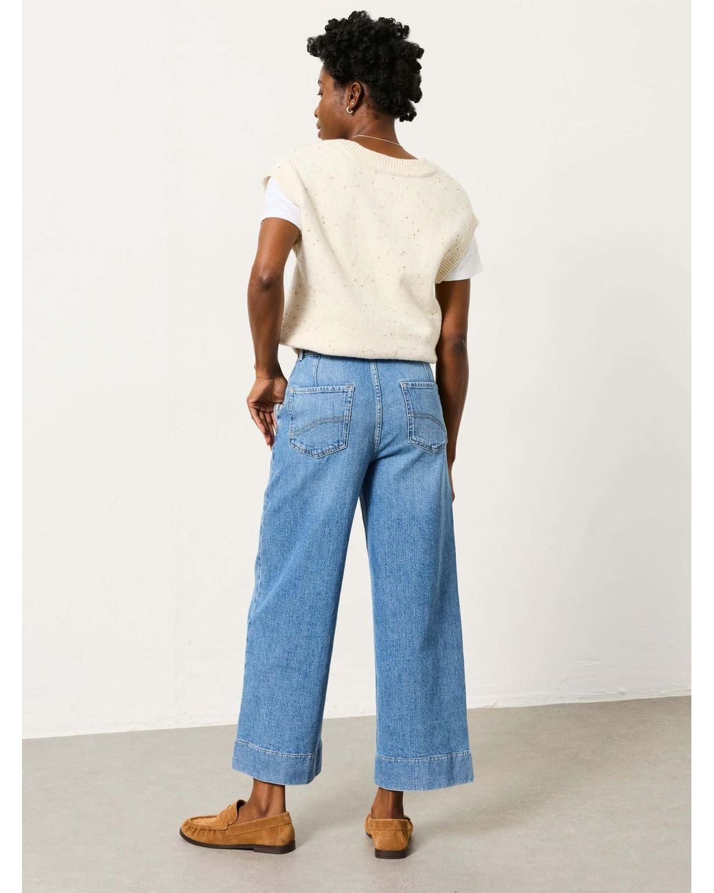 FatFace Blue Hove Wide Leg Crop Jeans