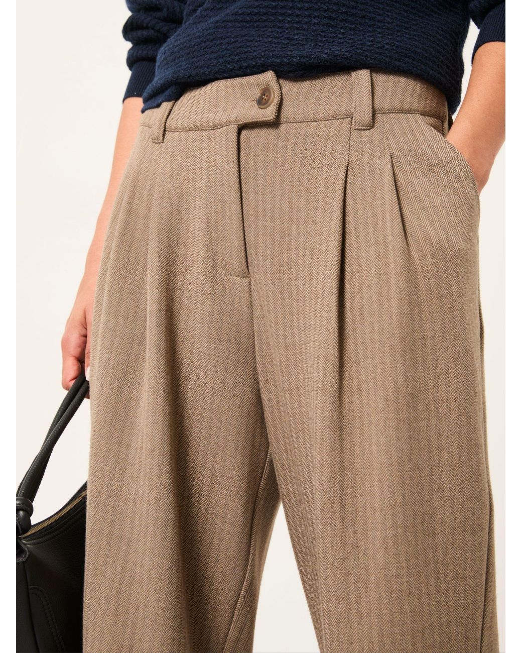 FatFace Blue Juno Check Straight Leg Trousers