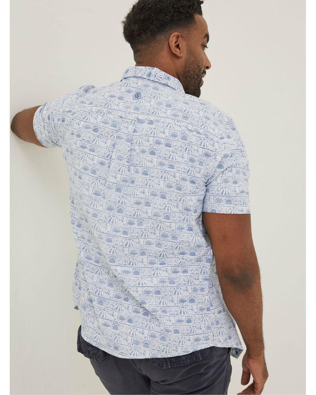 FatFace White Vintage Tile Print Shirt for men