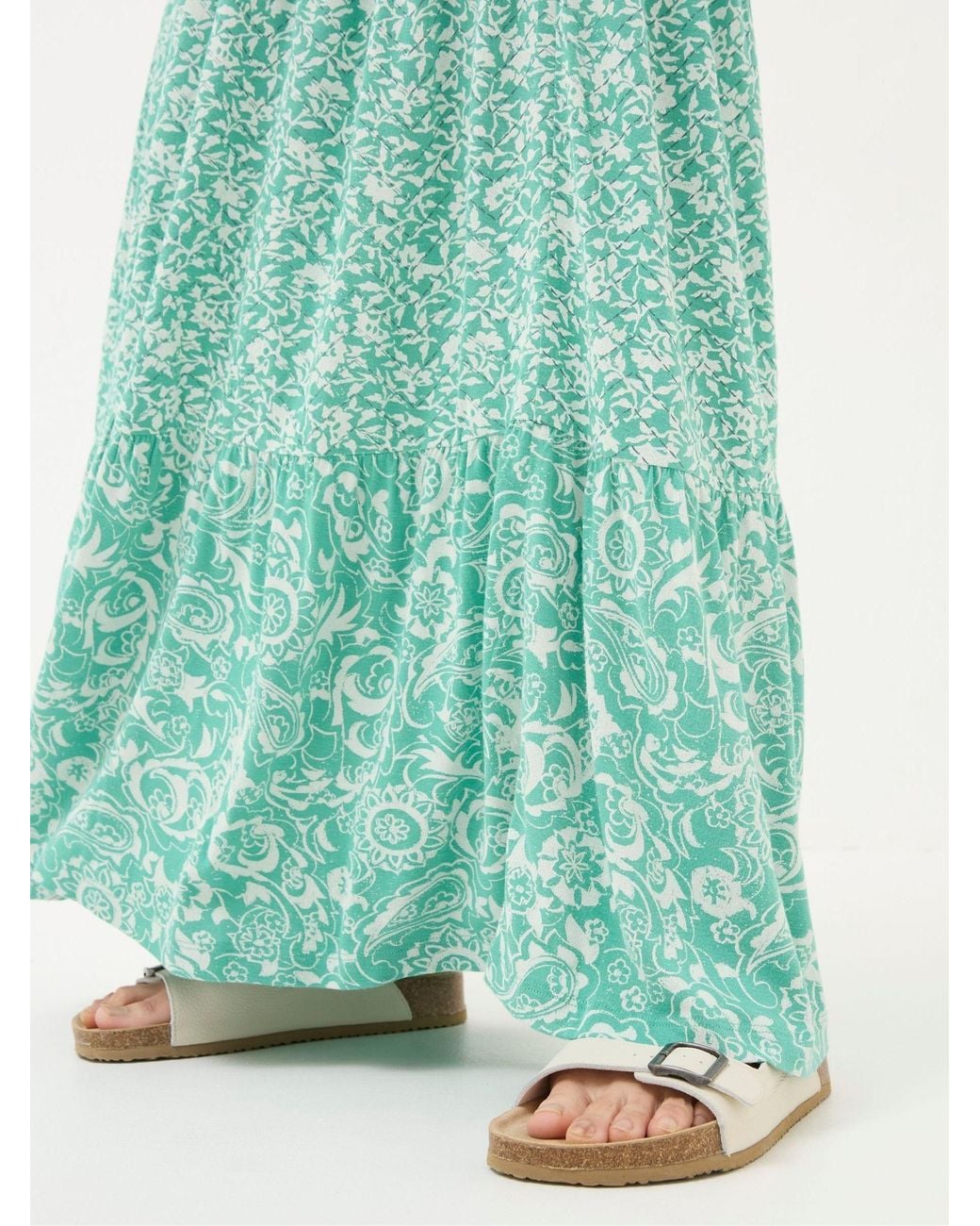 FatFace Green Maya Paisley Jersey Maxi Dress