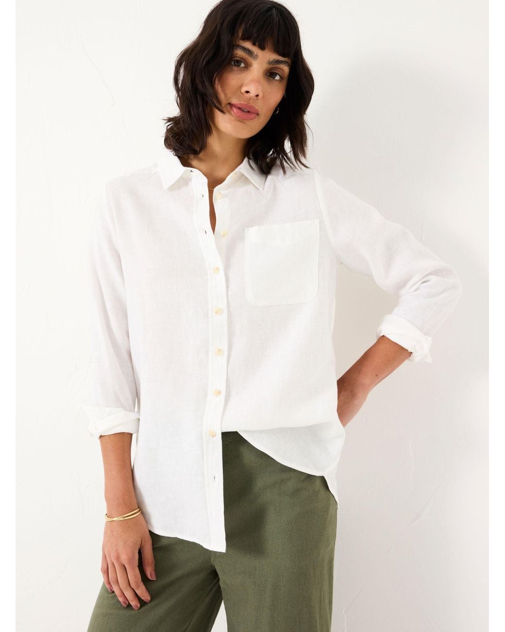 FatFace White Olivia Linen Shirt