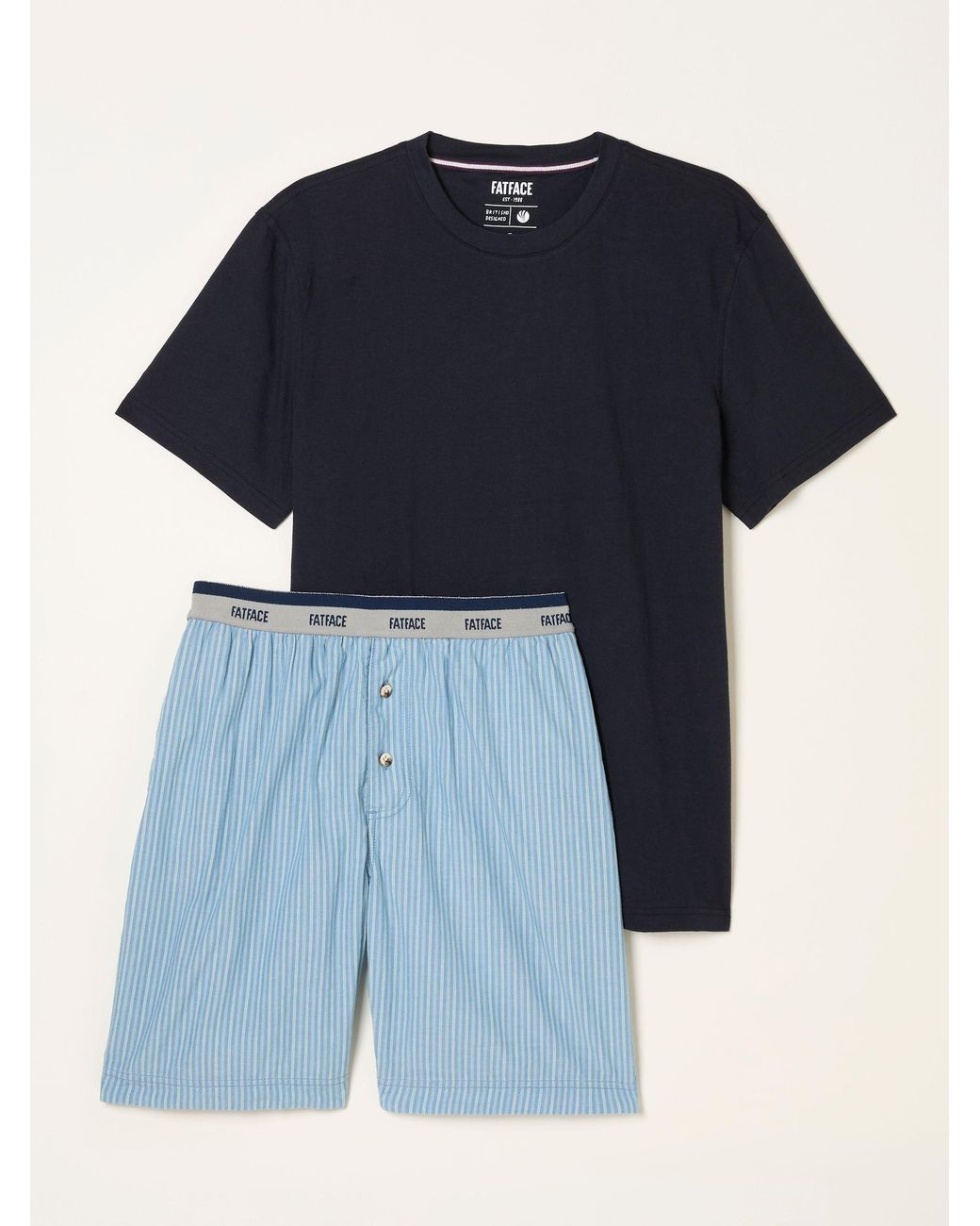 FatFace Blue Seil Stripe Shorts Pyjama Set for men