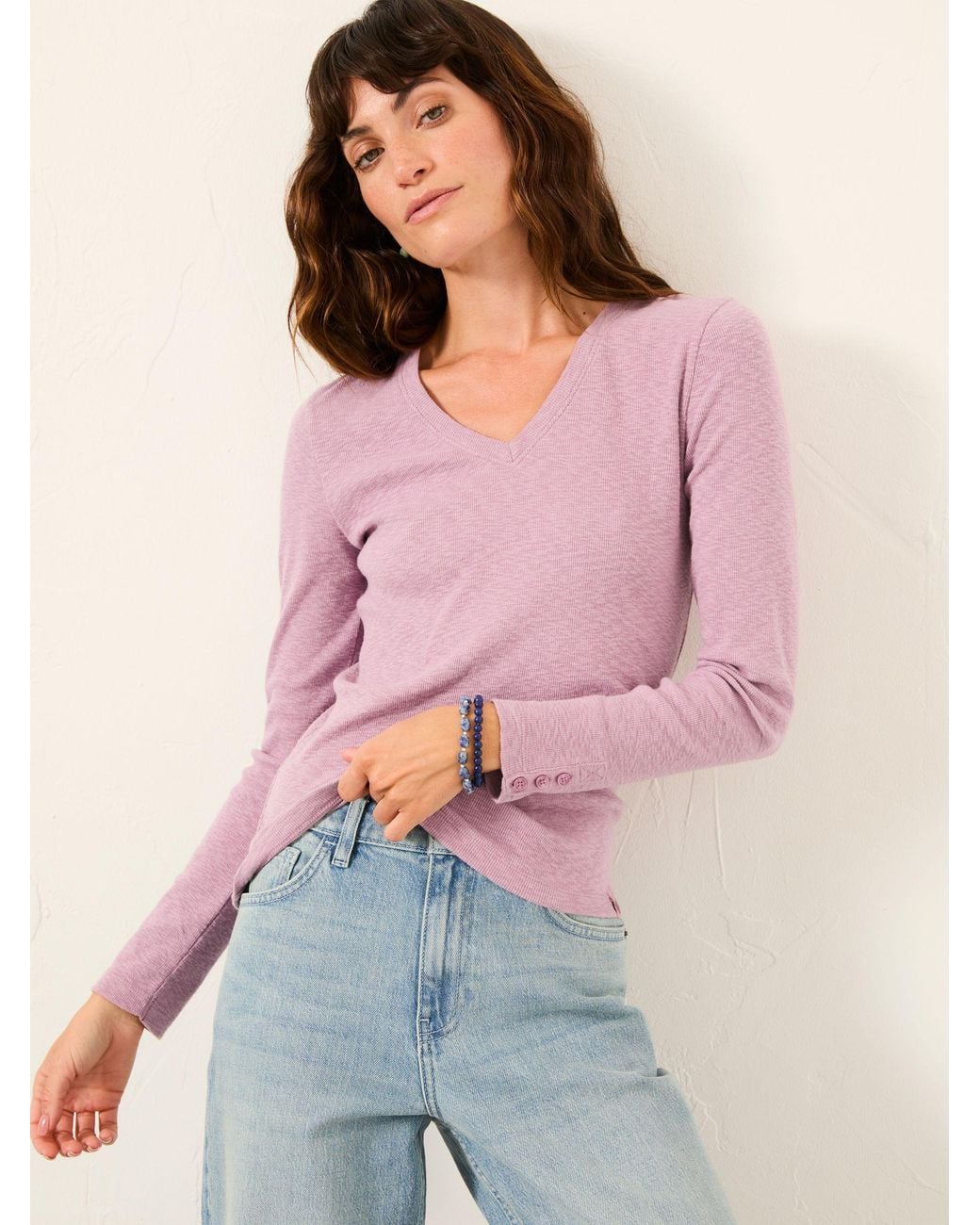 FatFace Pink Callie V Neck Top