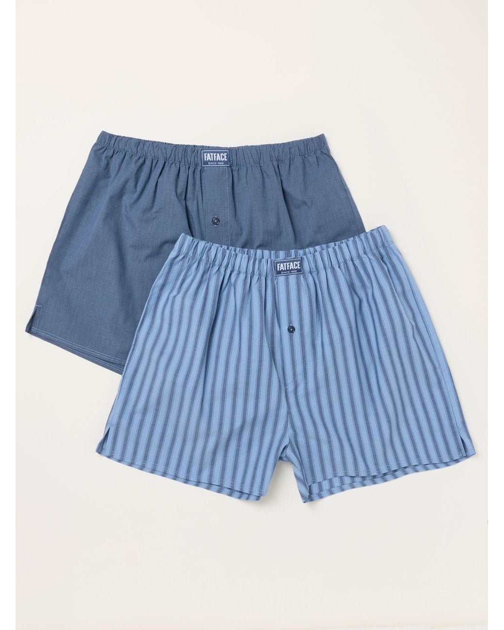FatFace Blue 2 Pack Woven Boxers for men