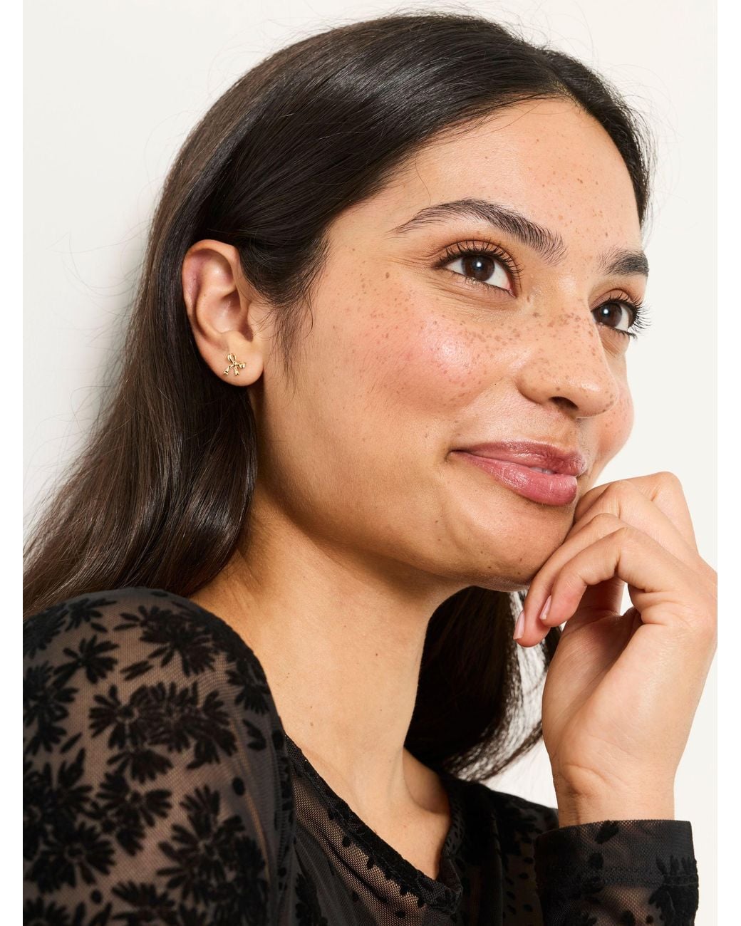 FatFace Brown Bow Stud Earrings