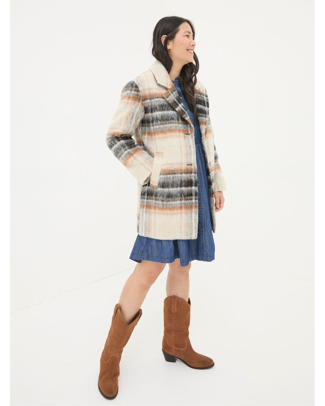 FatFace Natural Marin Wool Blend Coat
