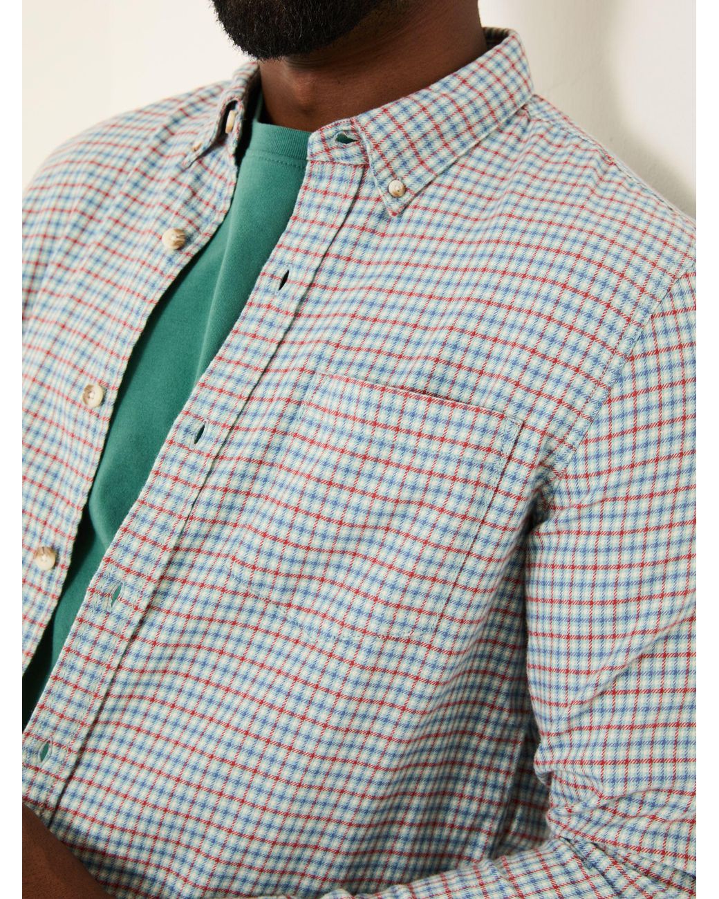 FatFace Blue Bath Long Sleeve Check Shirt for men