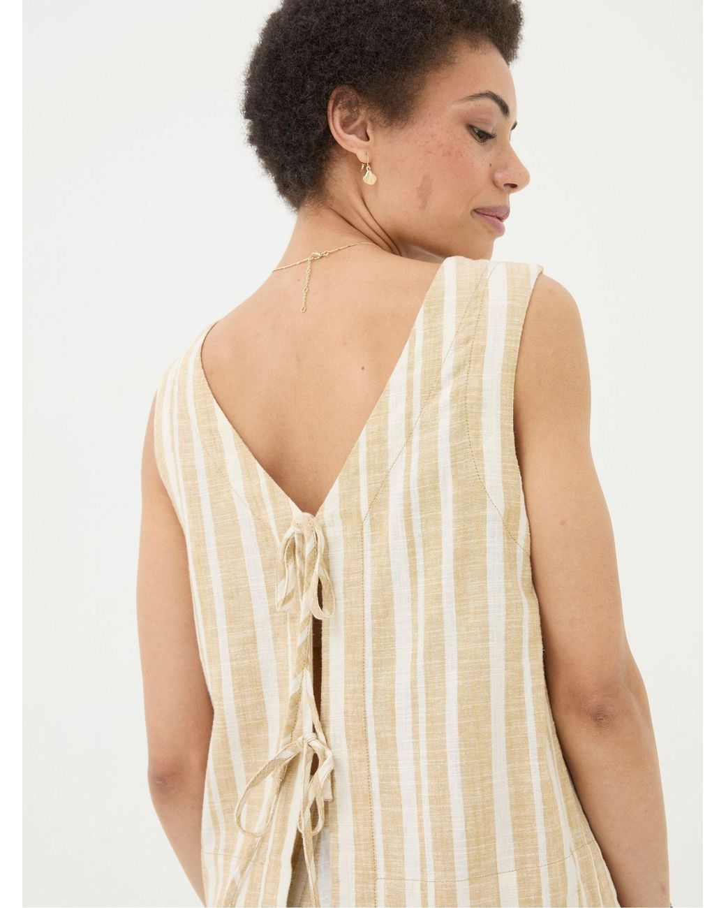 FatFace Brown Aditi Linen Blend Top